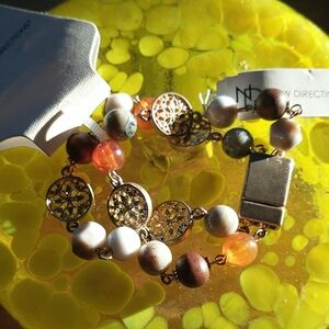 3/$10 Gold, Orange and Cream Beaded Bracelet